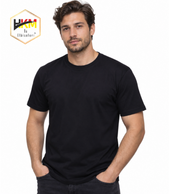 Sıfır Yaka Siyah Penye T-Shirt