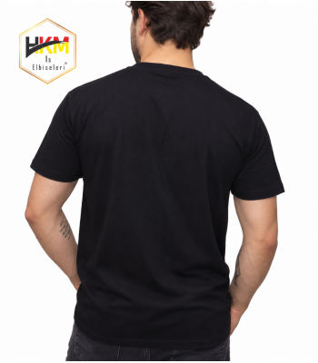 Sıfır Yaka Siyah Penye T-Shirt