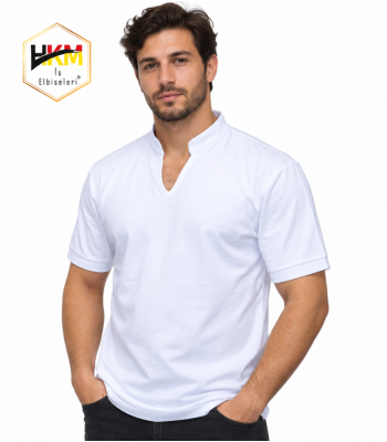 Hakim Yaka Lakost T-Shirt Beyaz Hakim Yaka Lakost T-Shirt Beyaz