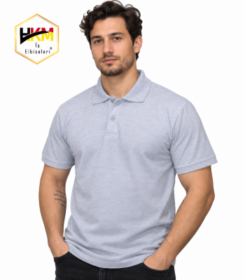 Polo Yaka T-Shirt Gri Melanj Polo Yaka T-Shirt Gri Melanj