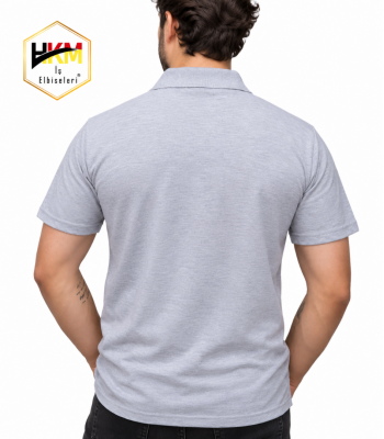 Polo Yaka T-Shirt Gri Melanj