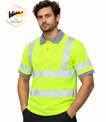 Reflektörlü Erkek Polo Yaka T-shirt