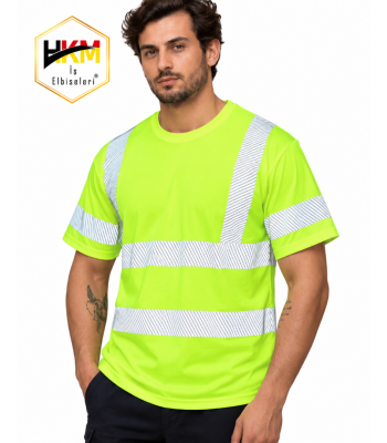 Reflektörlü Erkek Sıfır Yaka T-shirt