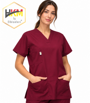 Bordo Likralı Kadın Cerrahi Takım Bordo Likralı Kadın Cerrahi Takım