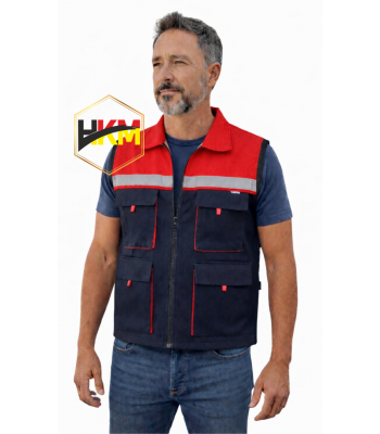 Kırmızı-Lacivert Körüklü Gabardin Yelek