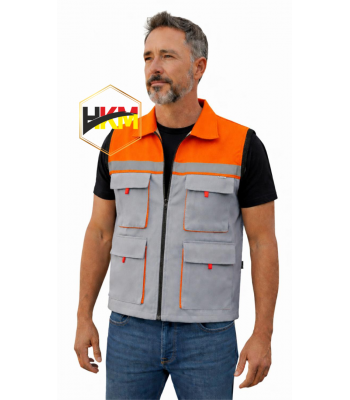 Turuncu-Gri Körüklü Gabardin Yelek