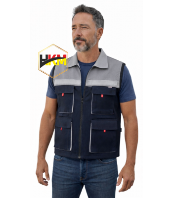Gri-Lacivert Körüklü Gabardin Yelek