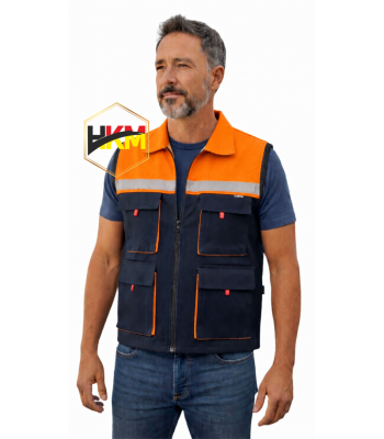 Turuncu-Lacivert Körüklü Gabardin Yelek