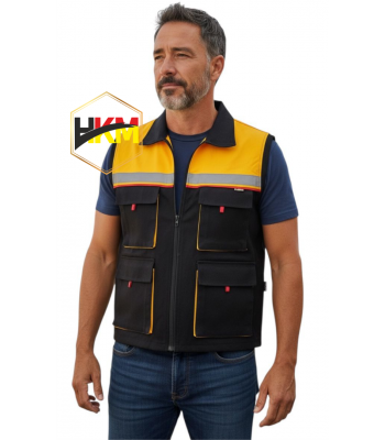 Sarı-Siyah Körüklü Gabardin Yelek