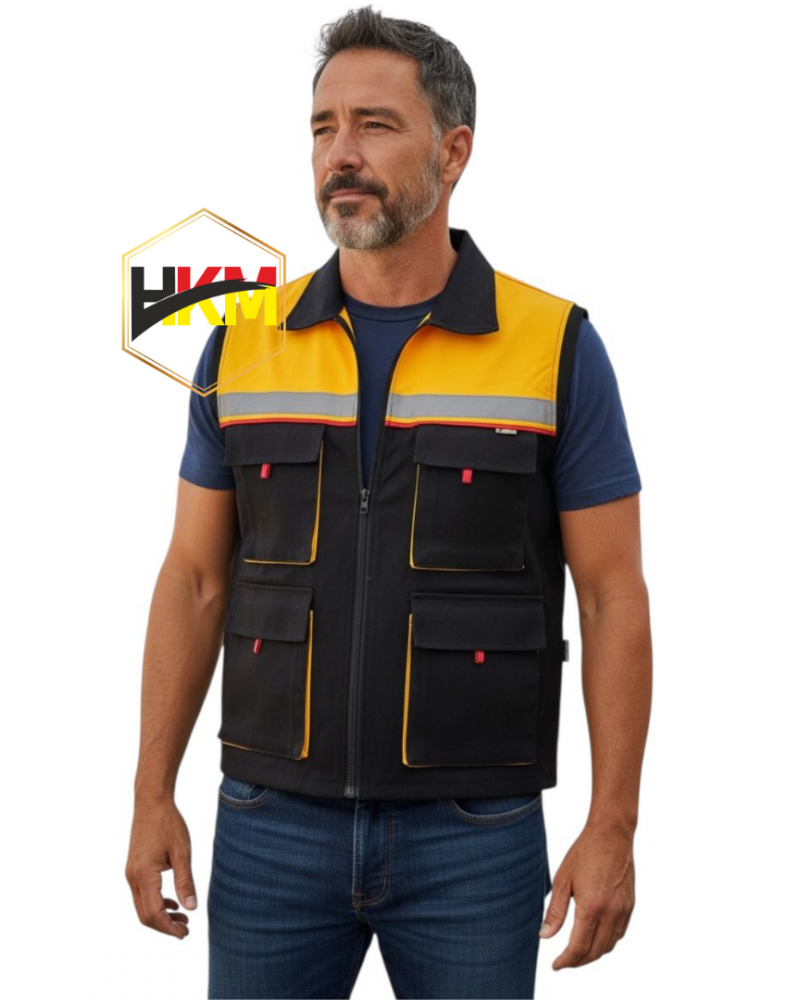 Sarı-Siyah Körüklü Gabardin Yelek