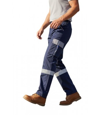 Gri-Lacivert Körüklü Gabardin Pantolon