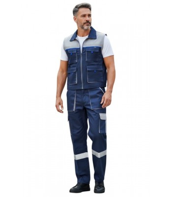 Gri-Lacivert Gabardin Yelek Pantolon Takım