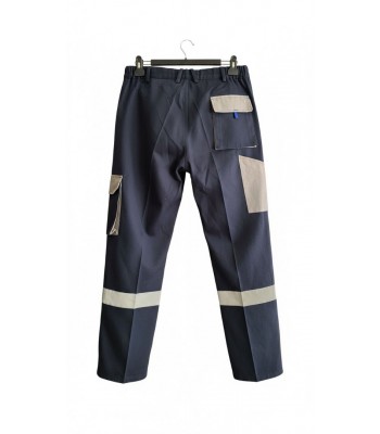 Gri-Lacivert Körüklü Gabardin Pantolon