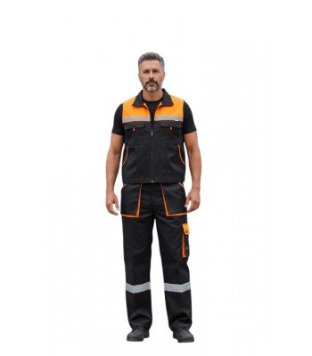 Sarı-Siyah Gabardin Yelek Takım